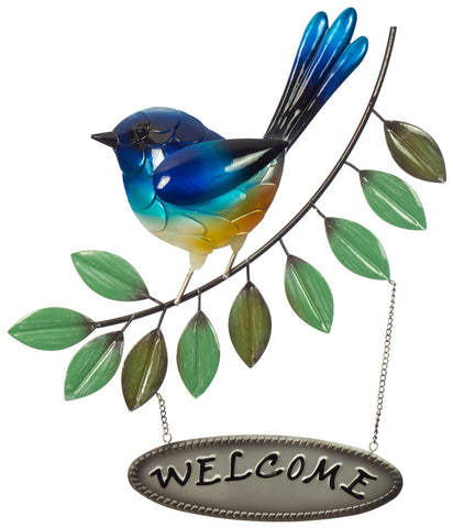 Single Blue Wren With Welcome Sign